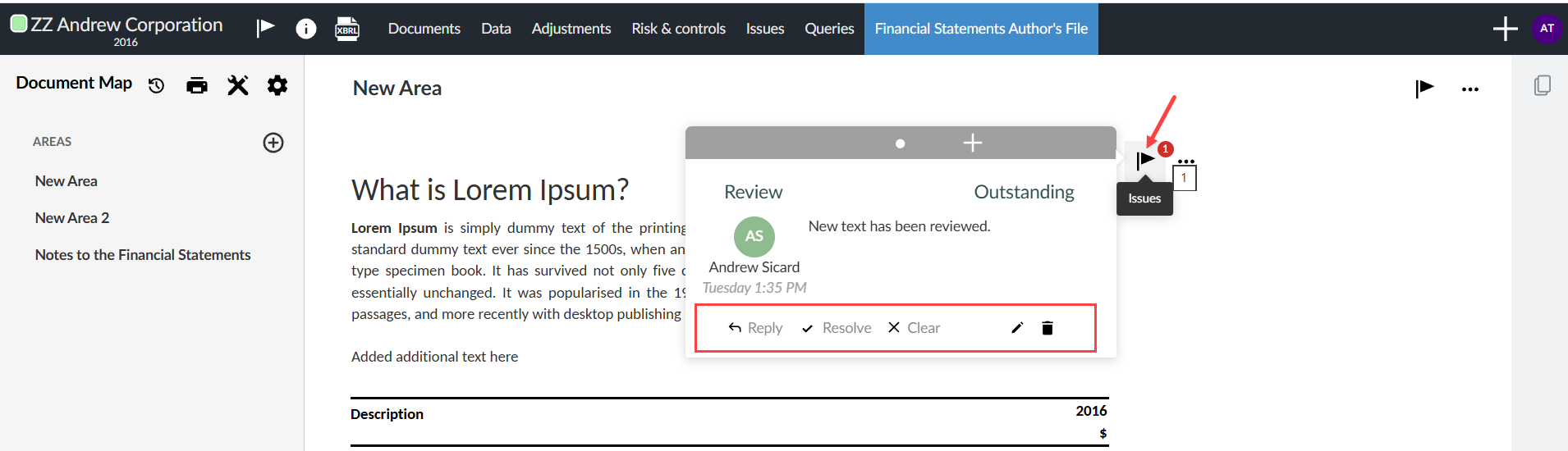 the user interface for selecting options to manage issues in version control
