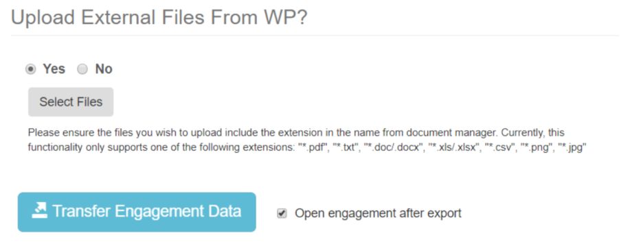 Exporting external documents for OnPoint CloudBridge.