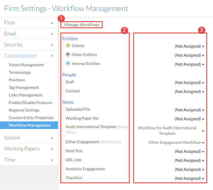 The Workflow Management interface.