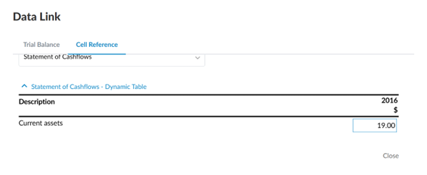 The dynamic table preview pane on the Data Link page.