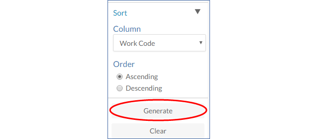 Select the Generate button to run your report.