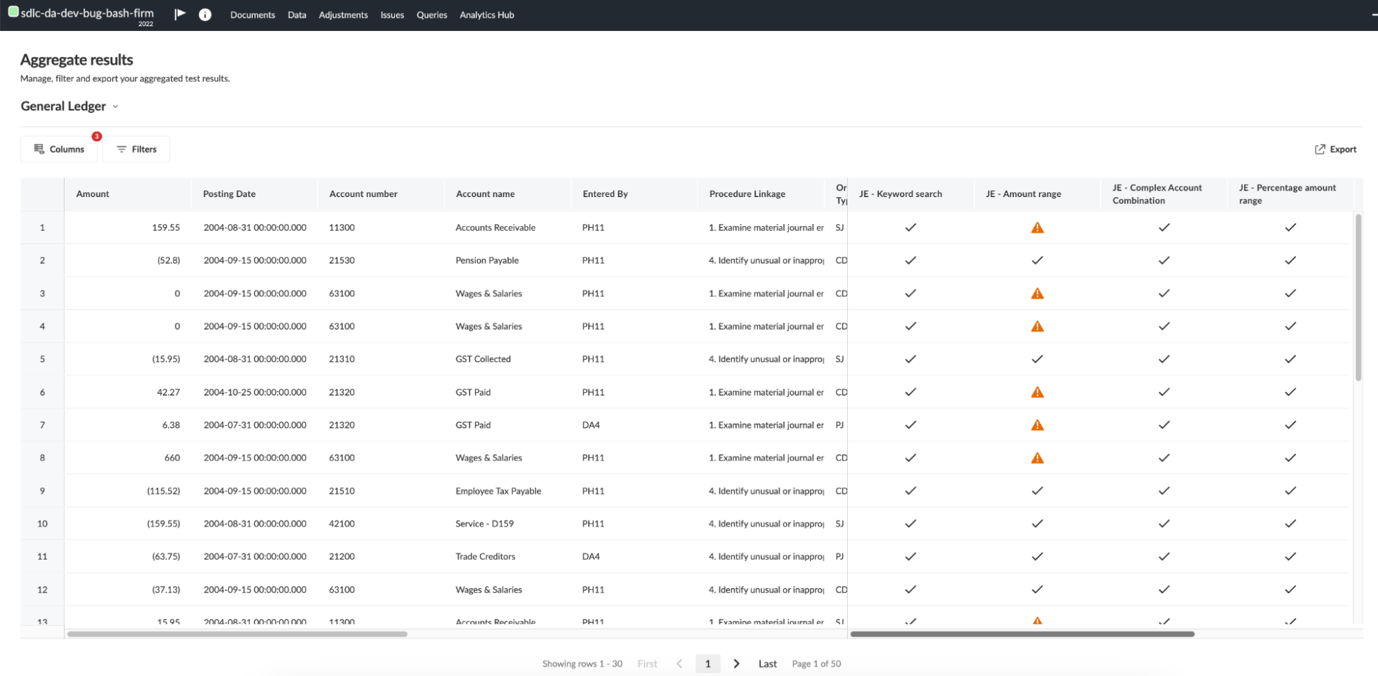 The Aggregated Results page.