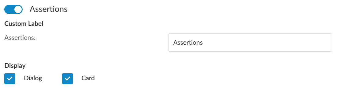 Link to the assertions setup, where you can add or modify assertions.