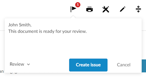 An example issue requesting the review of a document.