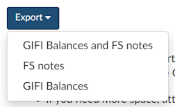 Export GIFI data drop-down.