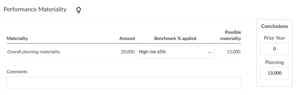 The Performance Materiality section of the 420 Materiality document.