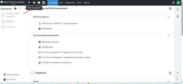 the user interface for opening Central planning hub.