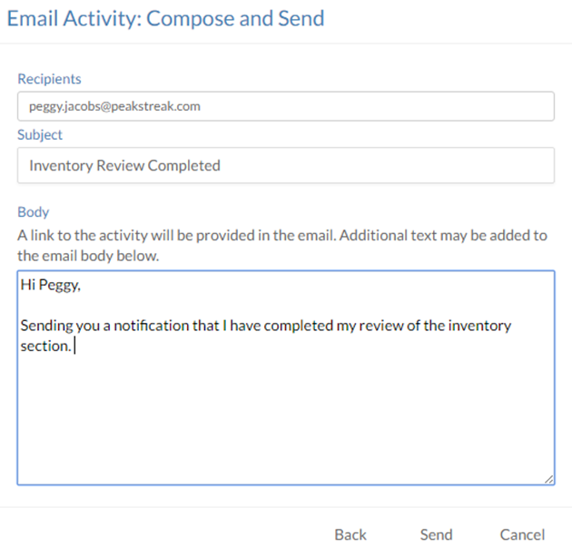 composing email for activity