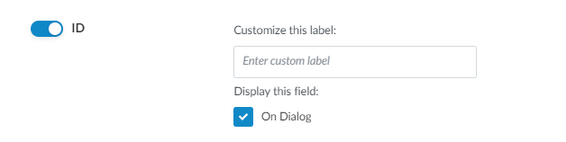 The ID field settings for the controls report.