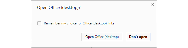 The Open Office (desktop) pop-up window.