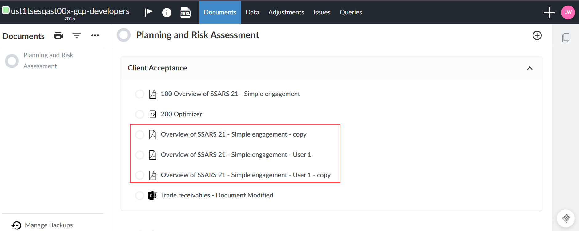 The user interface that shows the naming conventions for copied documents.