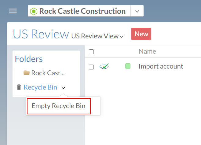 Select Empty Recycle Bin to permanently delete all engagement files in the recycle bin.
