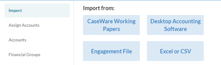 Engagement File import option on the Data page.
