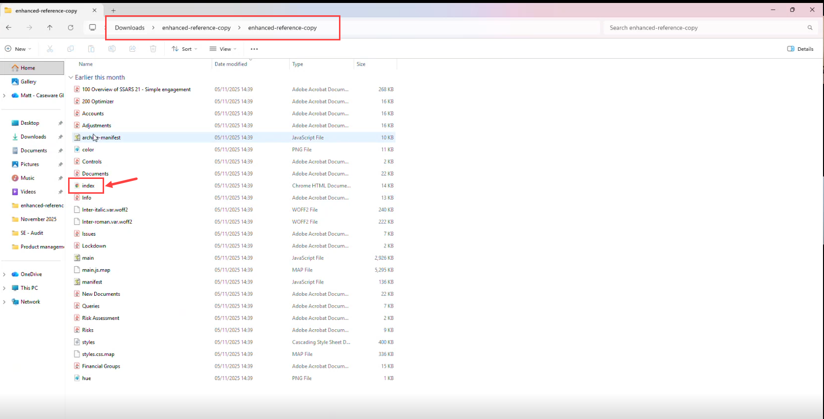 The ZIP folder containing the index.html file.