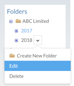 A folder drop-down menu