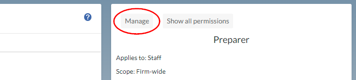 Selecting Manage in the Role Permissions dialog