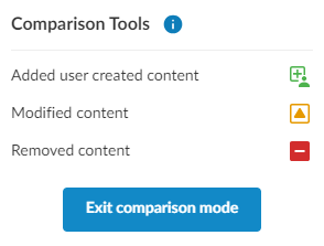 The Comparison Tools dialog which shows the different types of markup.