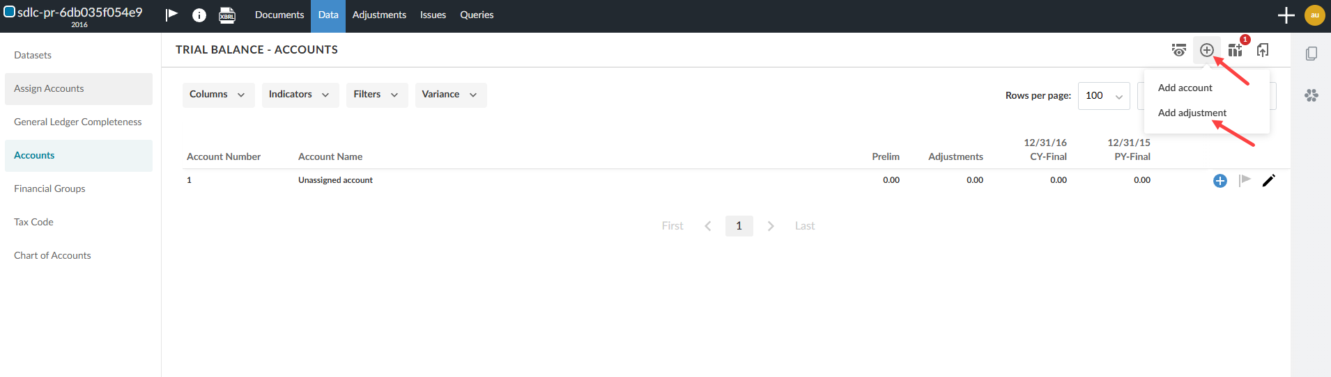 the user interface for adding an adjustment to an engagement.