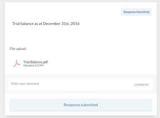 The Submit Response button changes to read Response submitted once you submit your response.