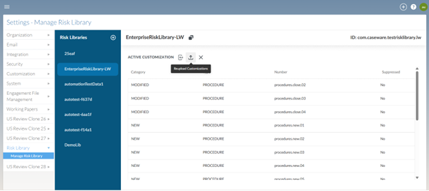 The user interface for uploading additional changes to the template.