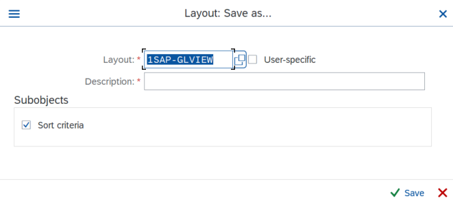 The Layout: Save as dialog.