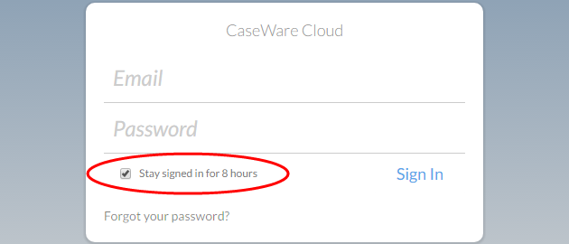 A user who selects this checkbox before signing in will be able to reopen Cloud without entering their user credentials for up to 8 hours after closing the browsing session.