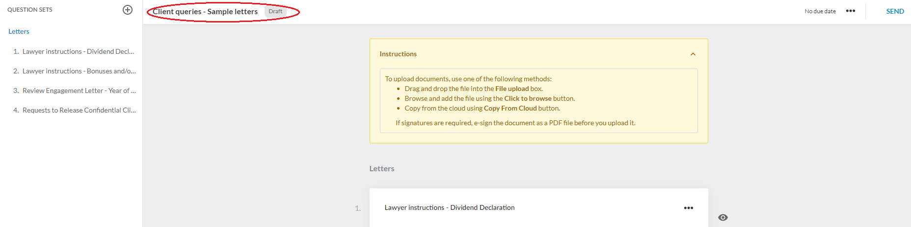 Select the document name to add or edit visibility settings.