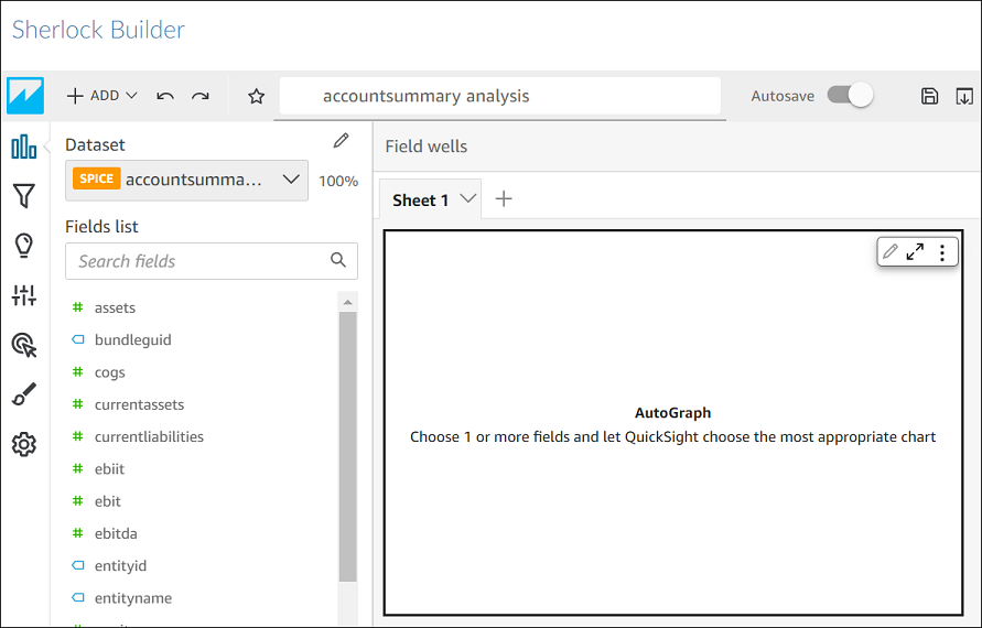 The interface for designing an analysis.