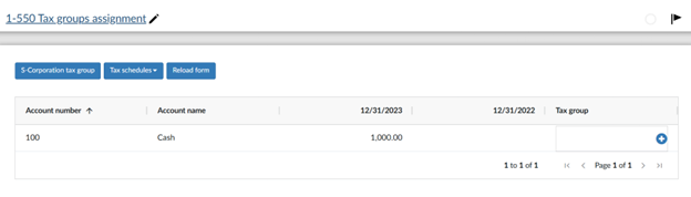 Selecting the tax group.