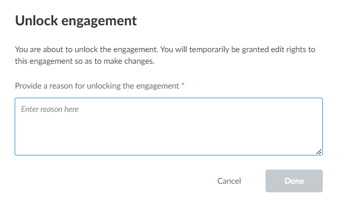 The Unlock engagement dialog.