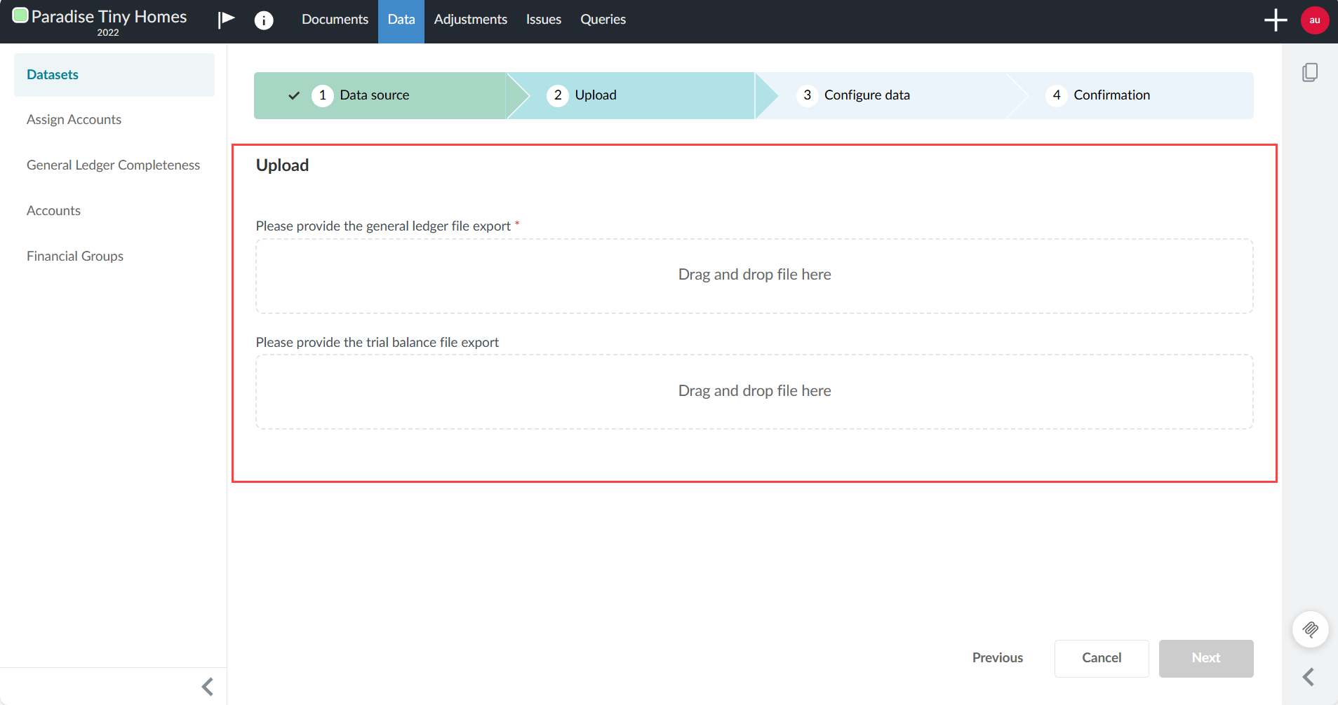 Uploading the required export files. 