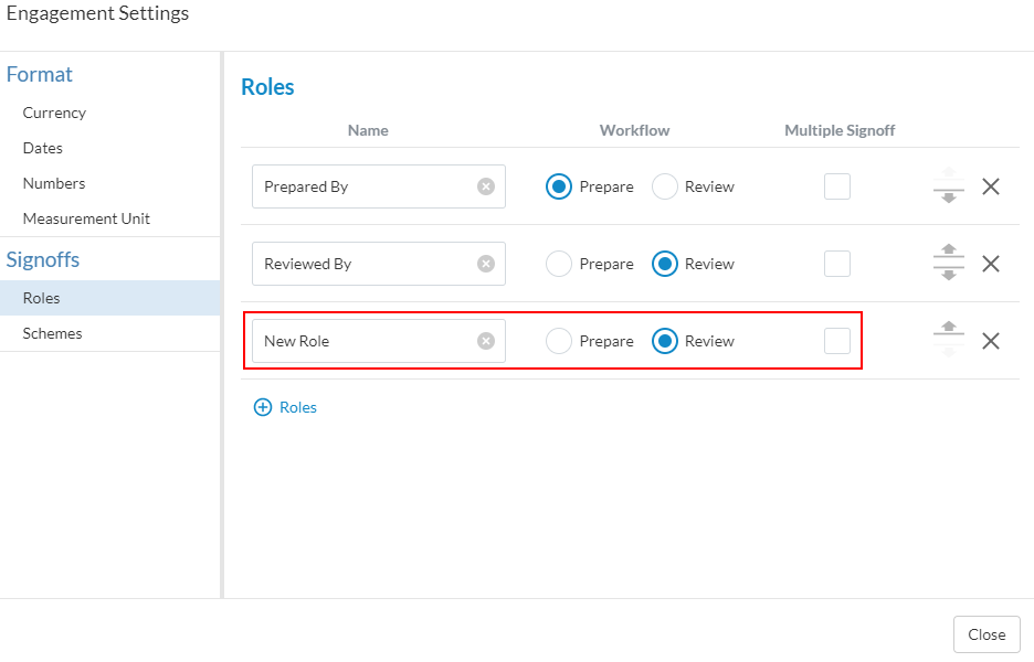 Define signoff roles