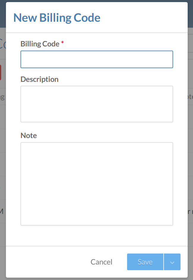 Create billing codes for invoices