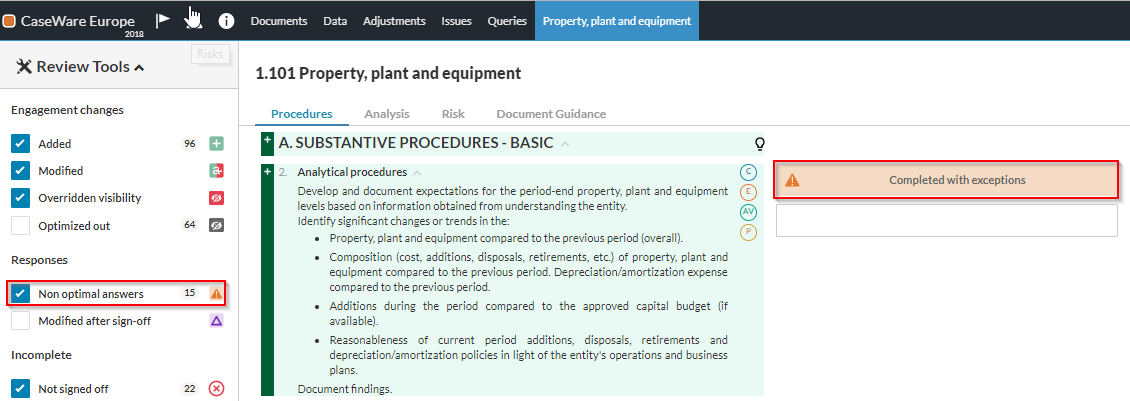 Review fieldwork using Review Tools