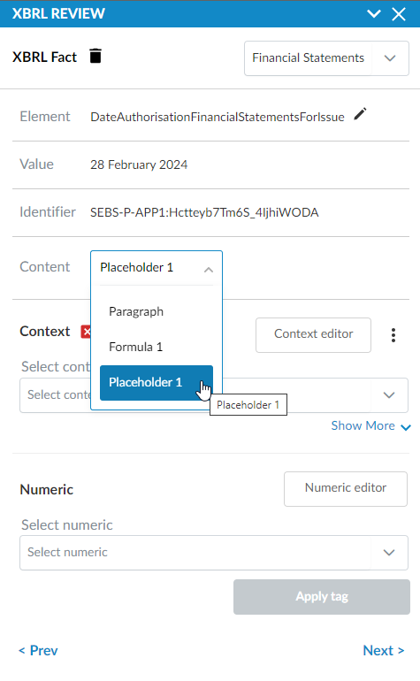 Review and add XBRL tags