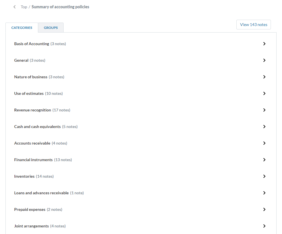 Nota biblioteca - Resumen de políticas contables-subcategorías