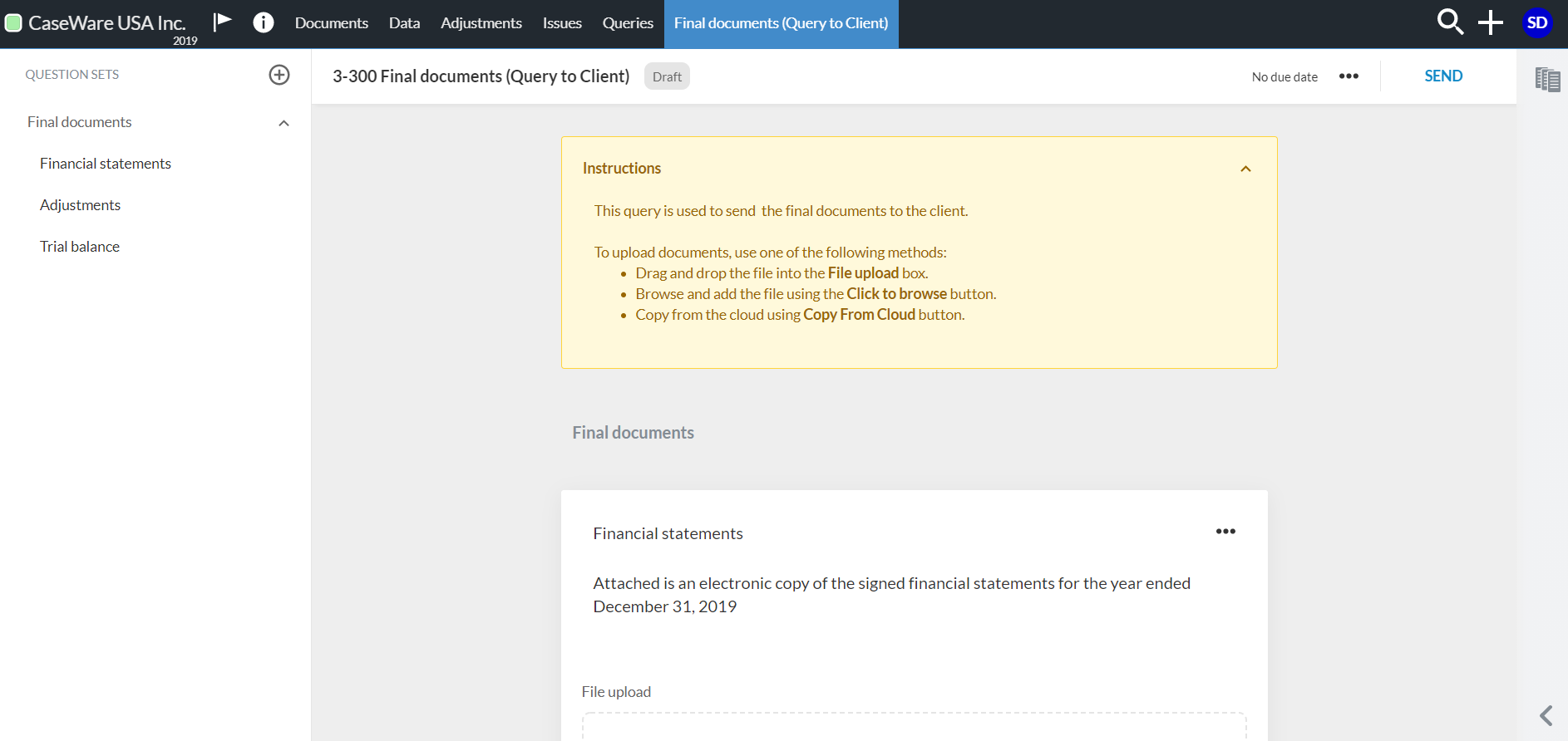 The 3-300 Final documents (Query to Client) query.