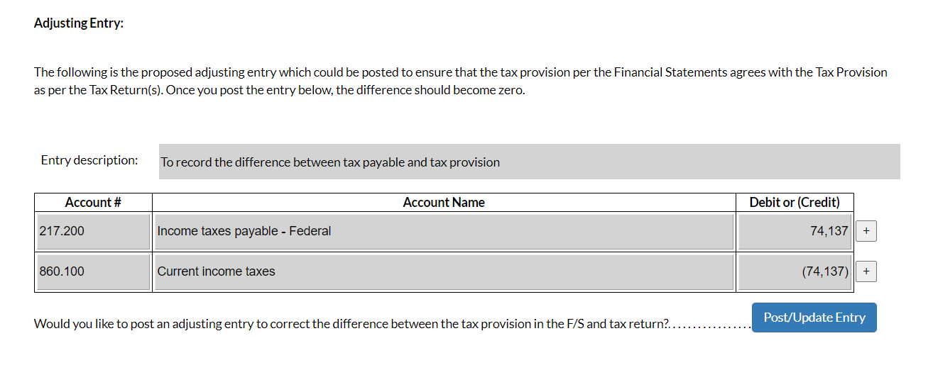 El asiento de ajuste propuesto.