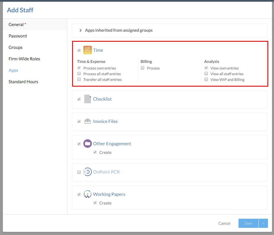 La aplicación Tiempo se gestiona ahora del mismo modo que otras aplicaciones que requieren una licencia. Las funciones pueden concederse de forma individual o a un grupo.
