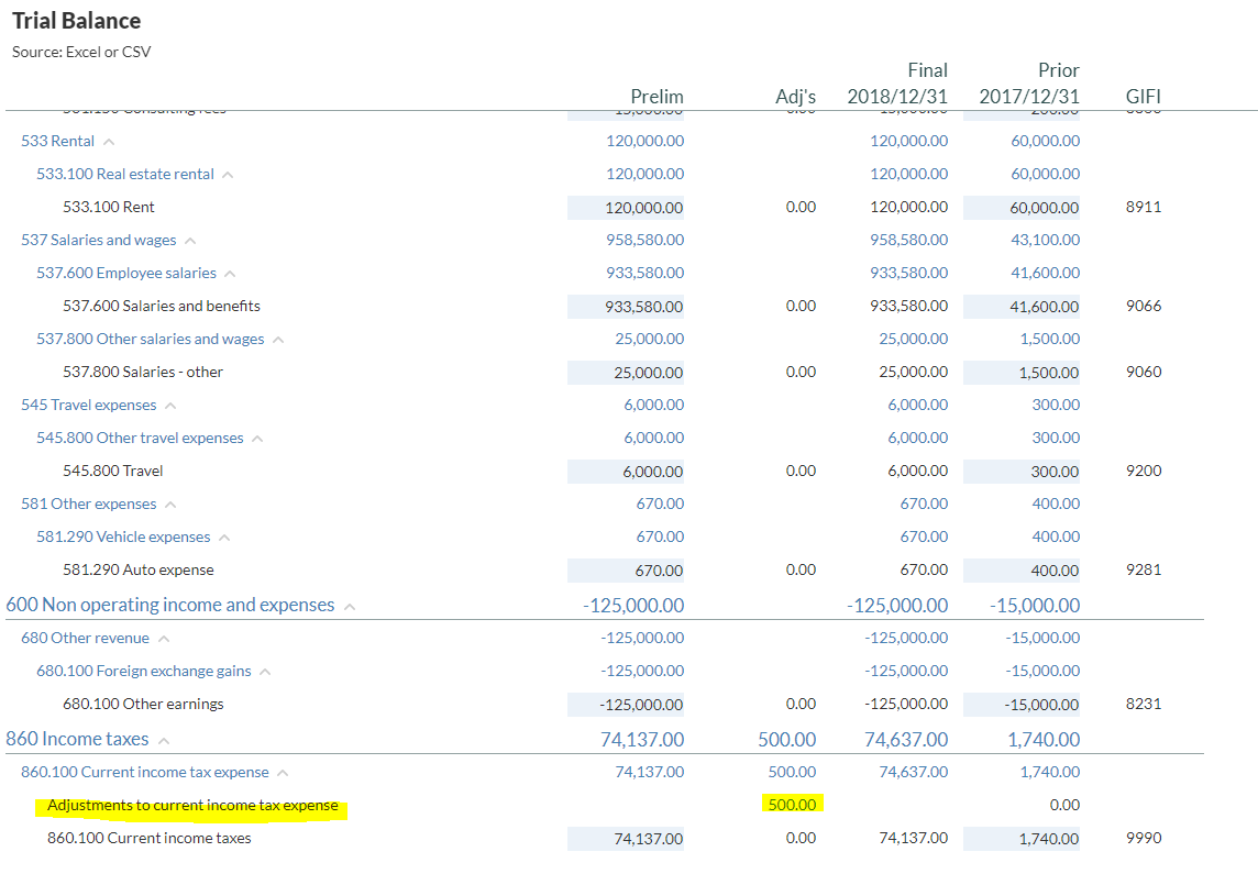 Archivo de balance de comprobación