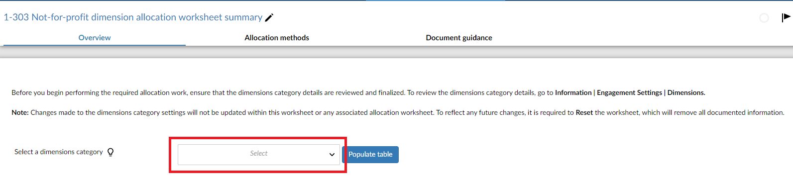 Feuille de calcul de la dimension des organismes sans but lucratif Résumé de la feuille de calcul de l'allocation.