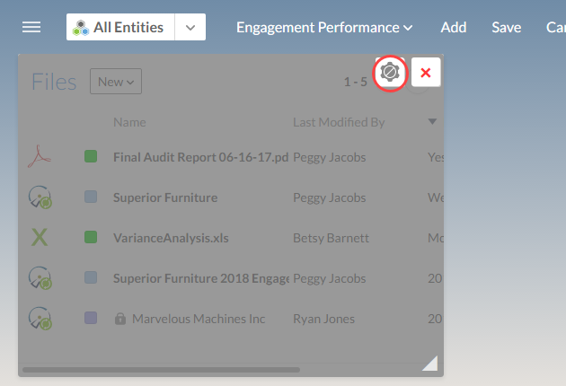 Filtrer les gadgets de fichiers
