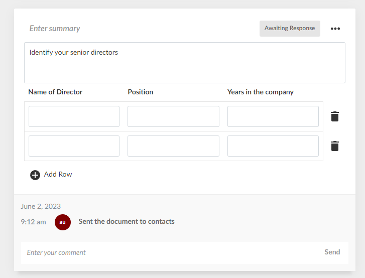 Une question d'interrogation avec un tableau.