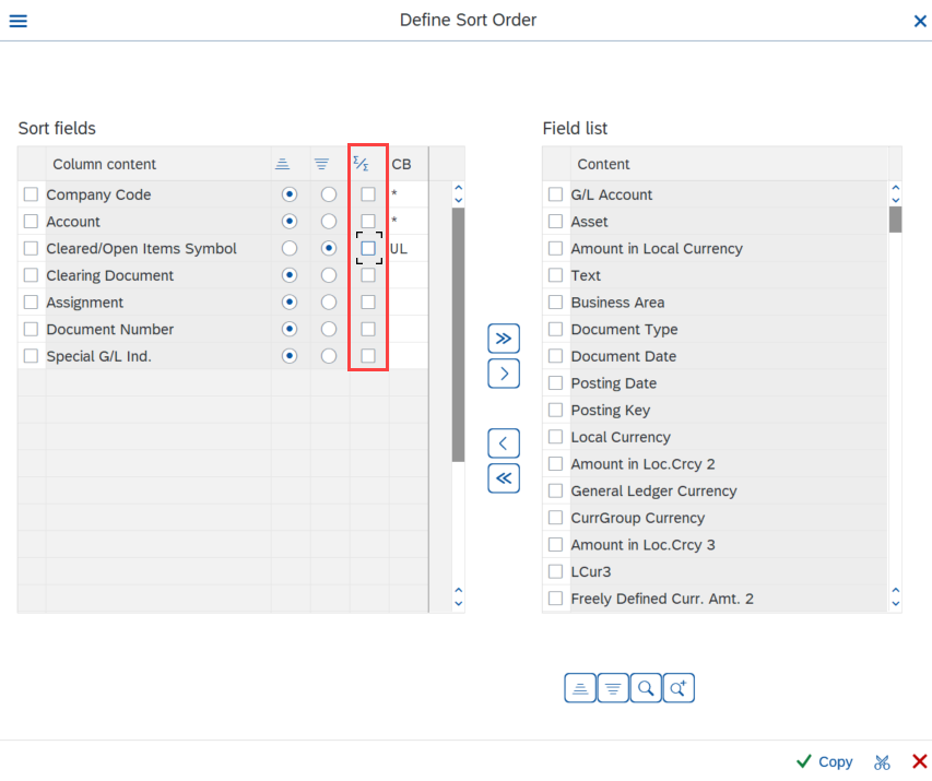 La boîte de dialogue Définir l'ordre de tri.