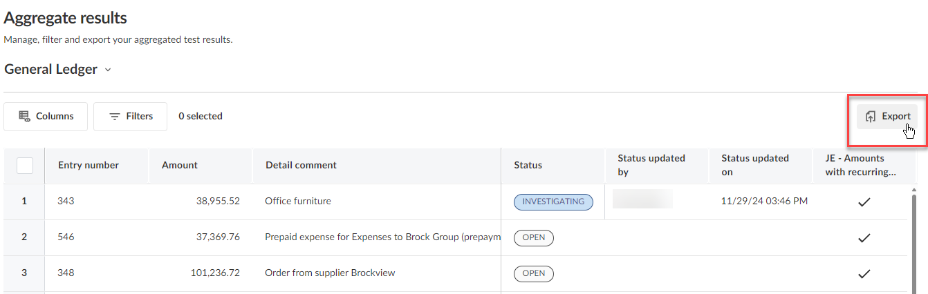 Geaggregeerde resultaten van meerdere analytische tests exporteren. 
