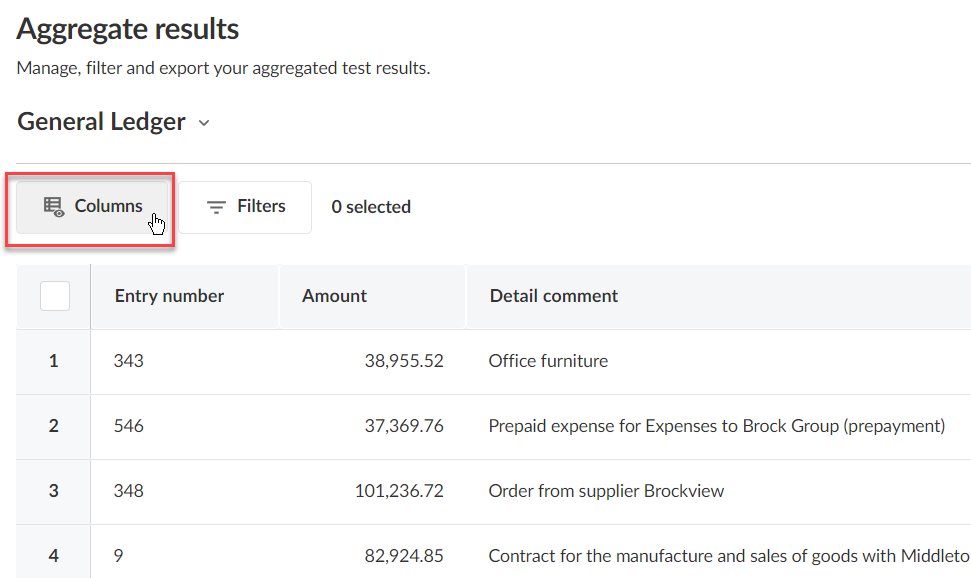 Geaggregeerde resultaten filteren op kolommen. 
