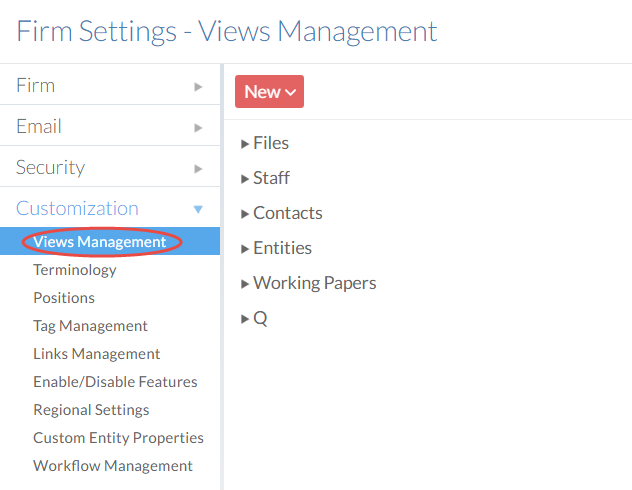 View Management from the Customization drop-down menu
