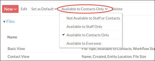 Set view access - Available to contacts only option