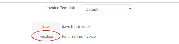 The Finalize button creates a final invoice. 