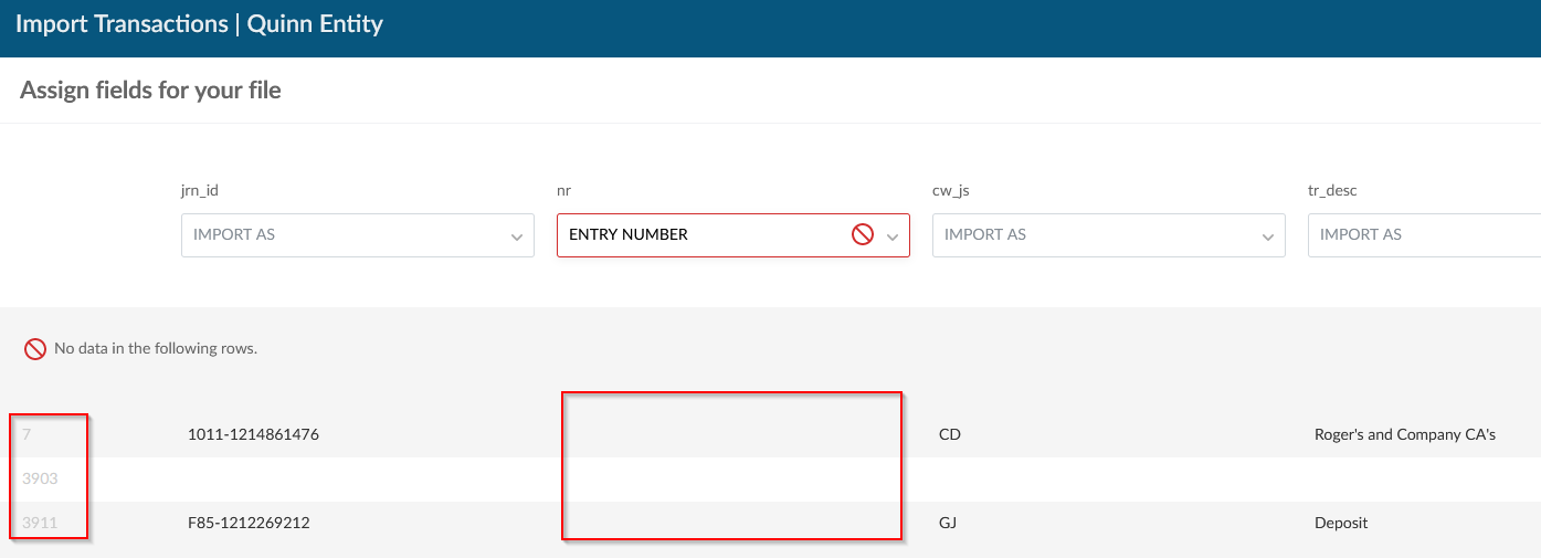 Blank cells error